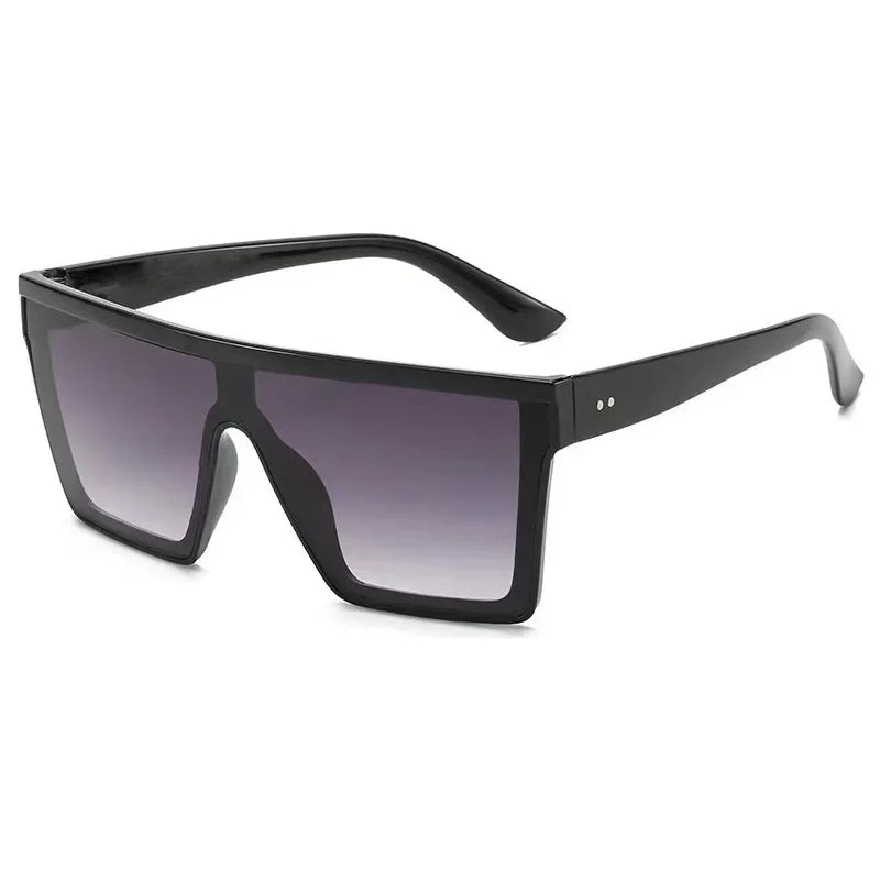 Classic White Gradient Square Sunglasses Women Fashion Retro Night Vision Drivers Goggle Men Big Frame Travel Cycling Eyewear